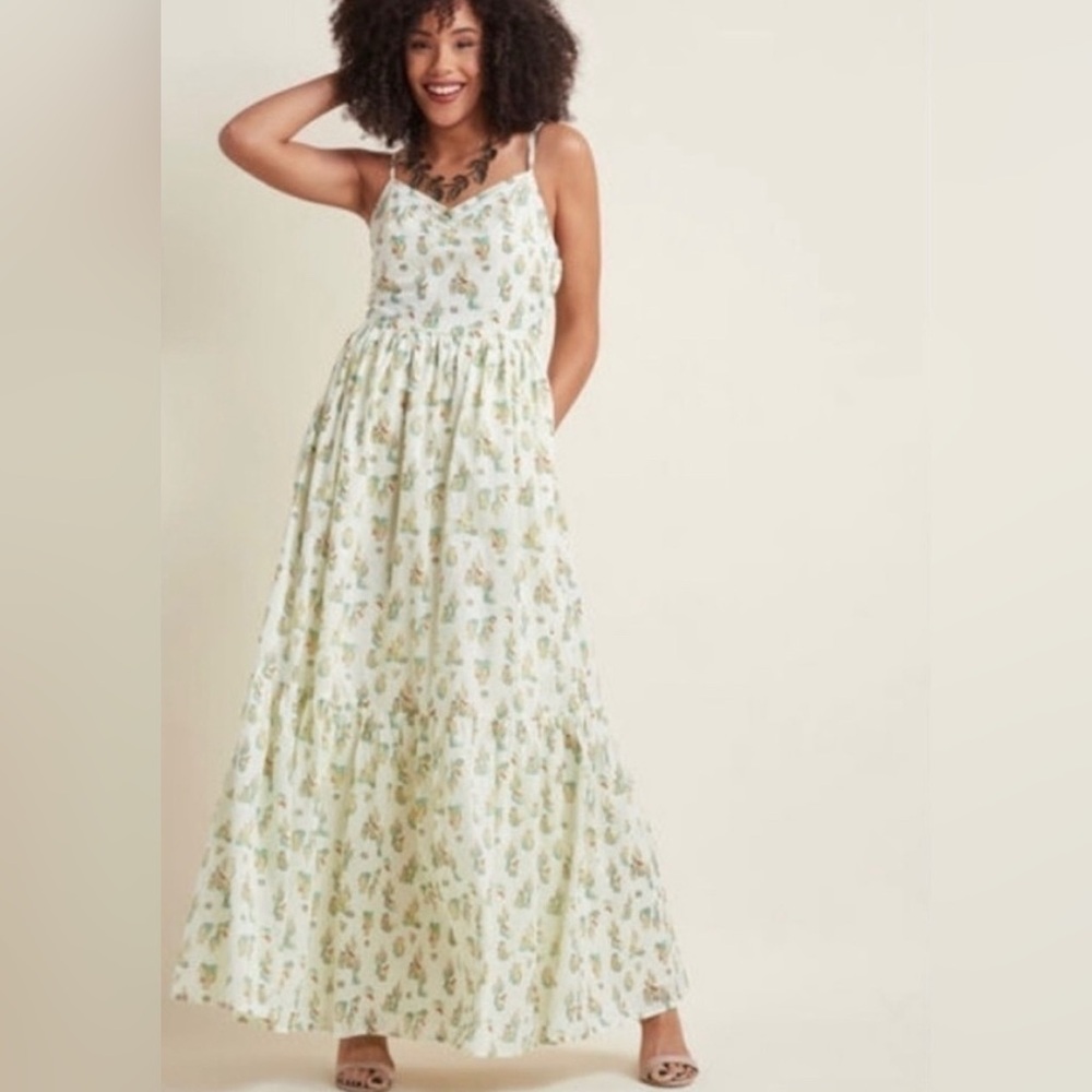 NWOT ModCloth Cactus Print Maxi Dress Sz M